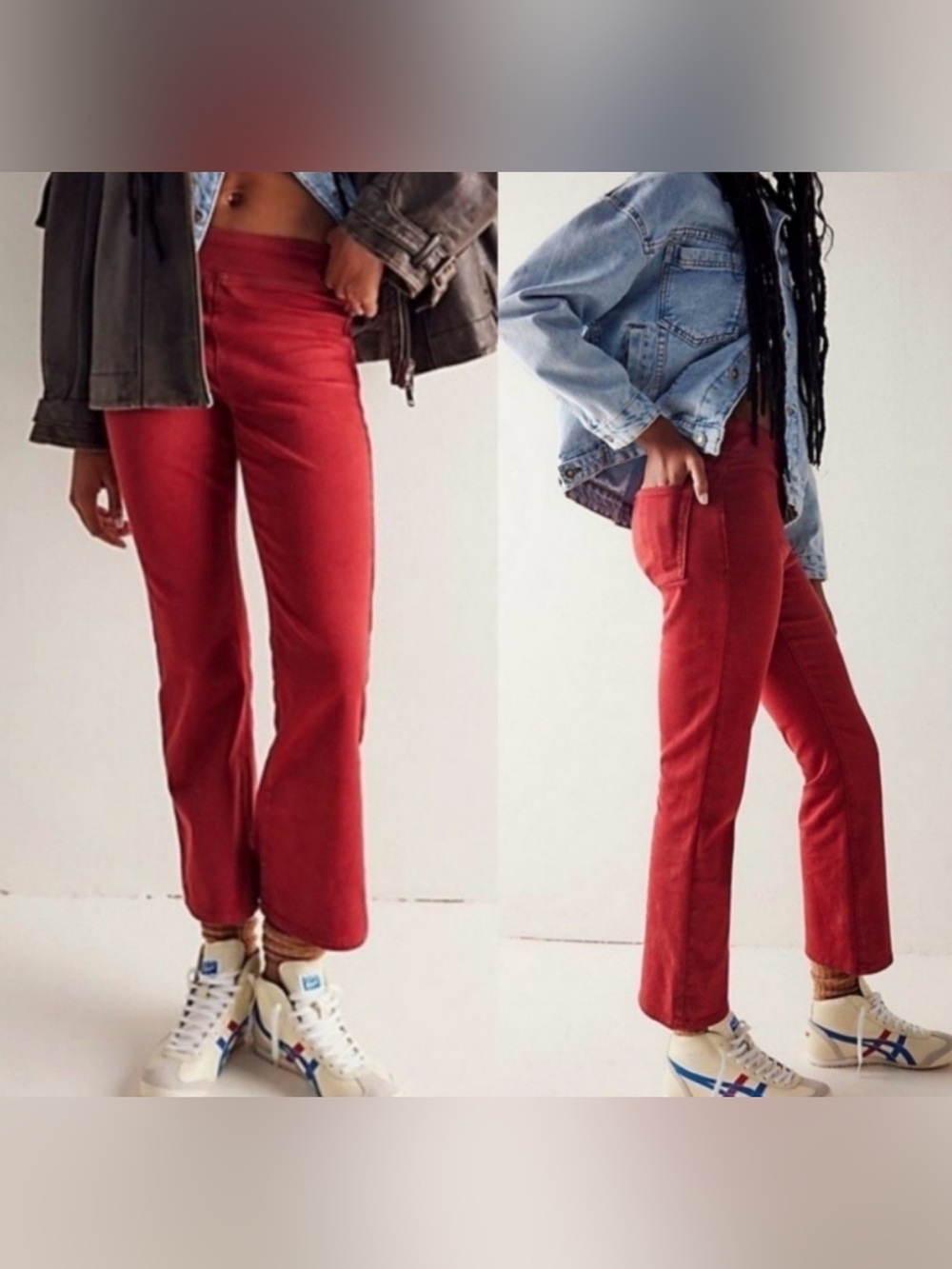 NEW Free People | WE THE FREE In My Feelings Mid Rise Crop Boot Jeans Red Size L